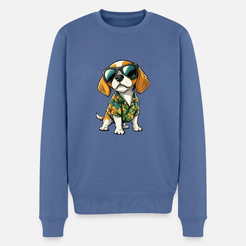 Beagle Chien Cool Été - Pull Premium bio Homme - bleu pigeon
