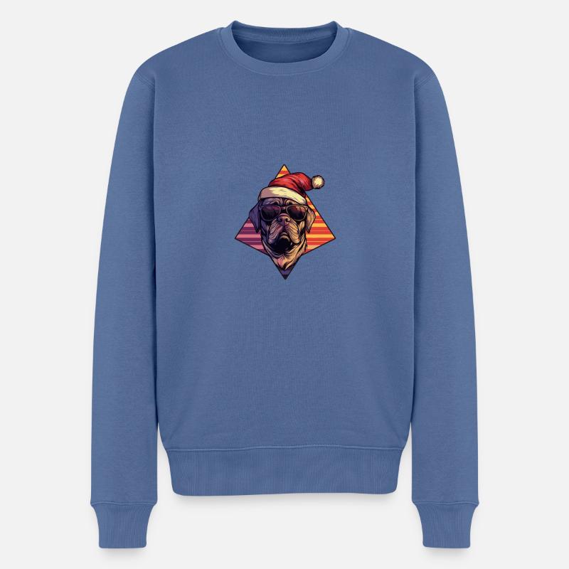Mastiff Chien Noël Cool - Pull Premium bio Homme - bleu pigeon