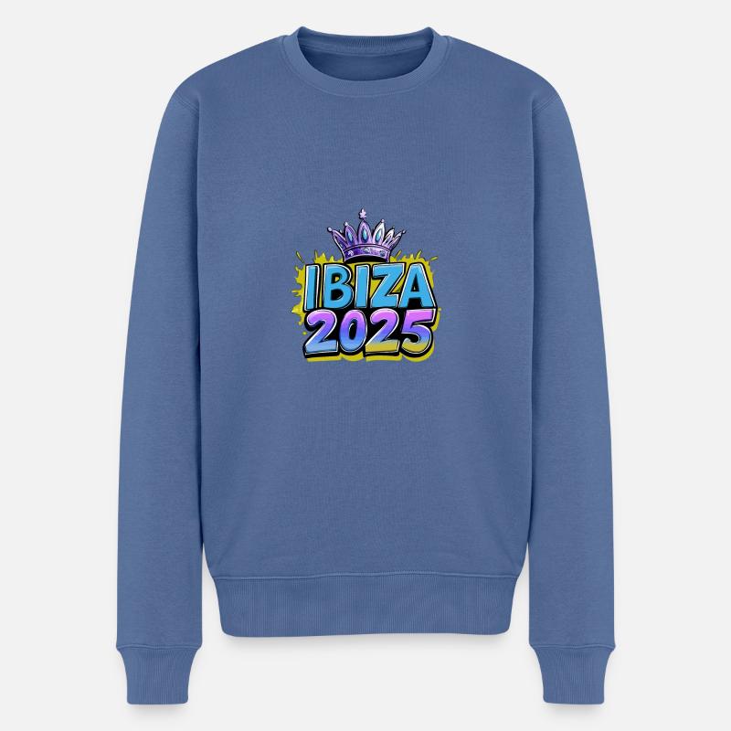 Ibiza 2025 Krone - Männer Premium Bio Pullover - Taubenblau