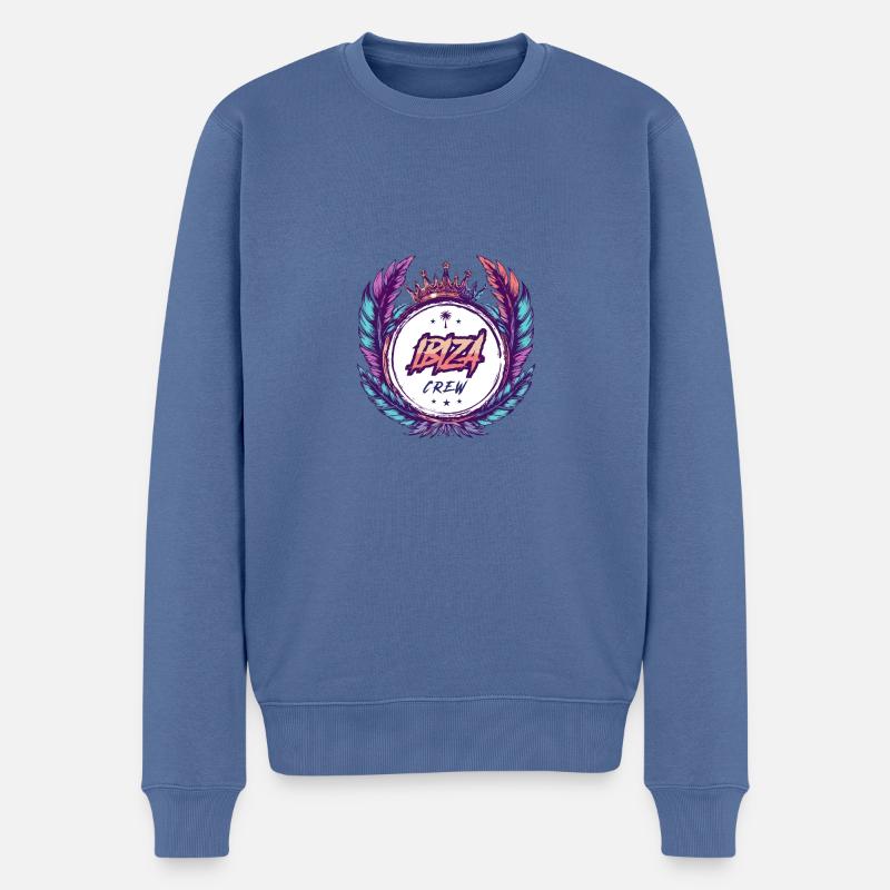 Ibiza Crew Bunt - Männer Premium Bio Pullover - Taubenblau