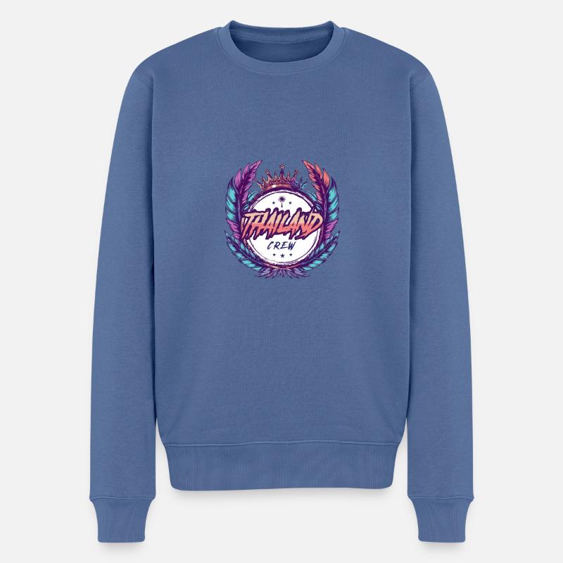 Thailand Crew Bunt - Männer Premium Bio Pullover - Taubenblau
