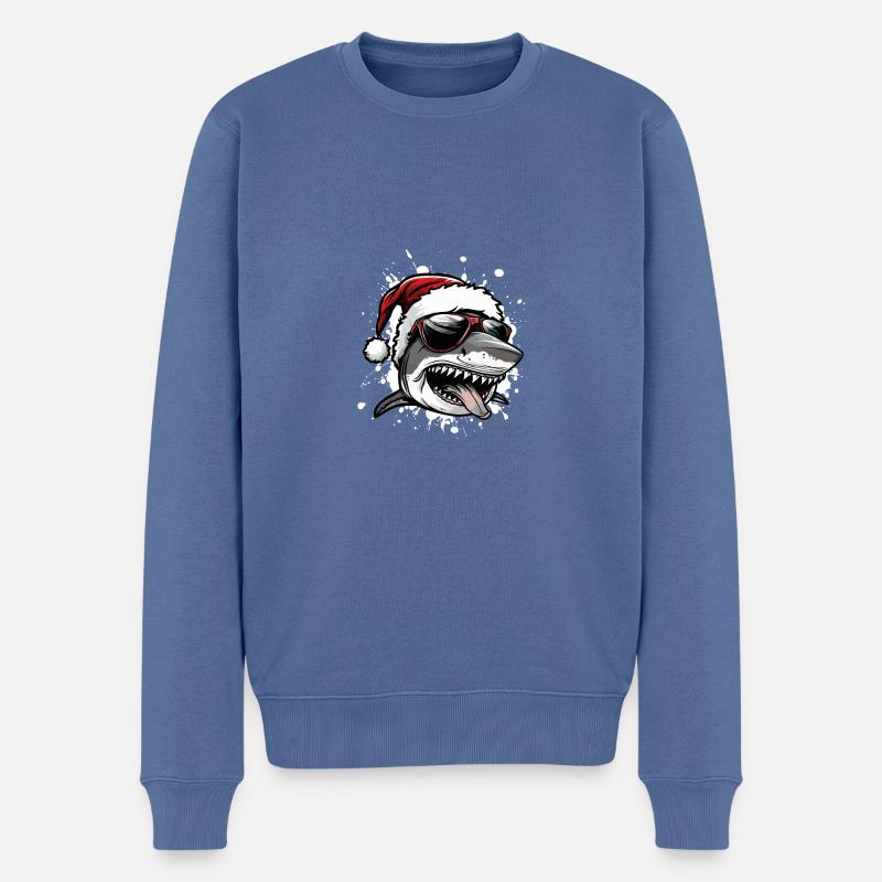 requin Noël drôle - Pull Premium bio Homme - bleu pigeon