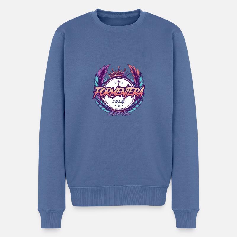 Formentera Crew Bunt - Männer Premium Bio Pullover - Taubenblau
