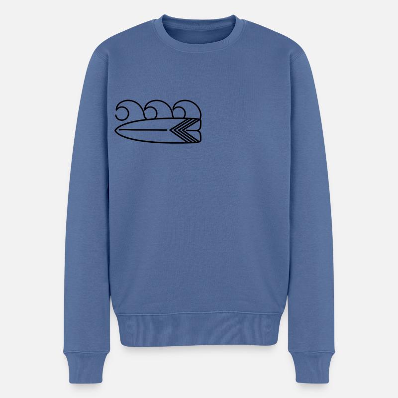 Surfbrett - Männer Premium Bio Pullover - Taubenblau