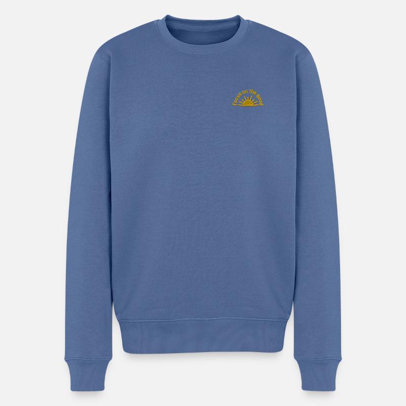 Positives Statement Focus on the Good bestickt - Männer Premium Bio Pullover - Taubenblau