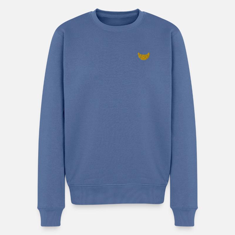 Croissant bestickt - Männer Premium Bio Pullover - Taubenblau