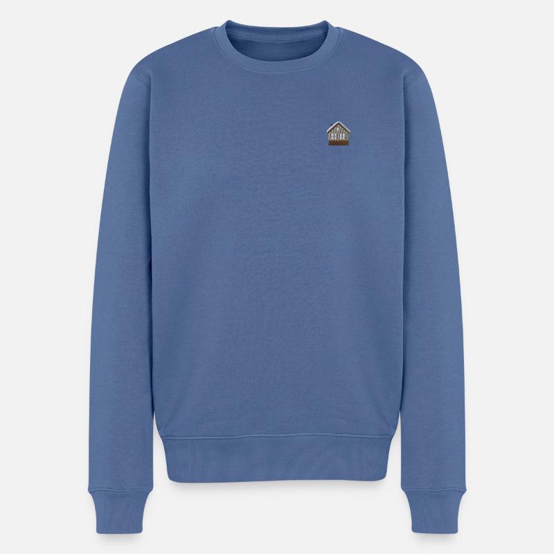 Haus bestickt - Männer Premium Bio Pullover - Taubenblau