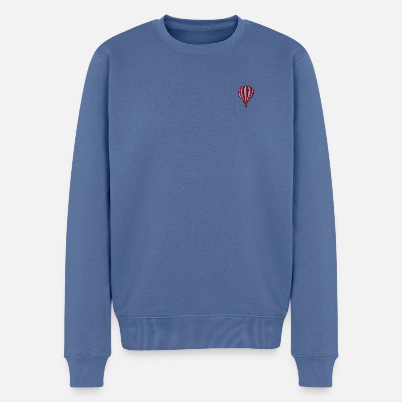 Heißluftballon bestickt - Männer Premium Bio Pullover - Taubenblau