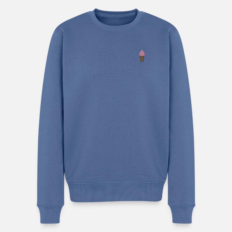Softeis bestickt - Männer Premium Bio Pullover - Taubenblau