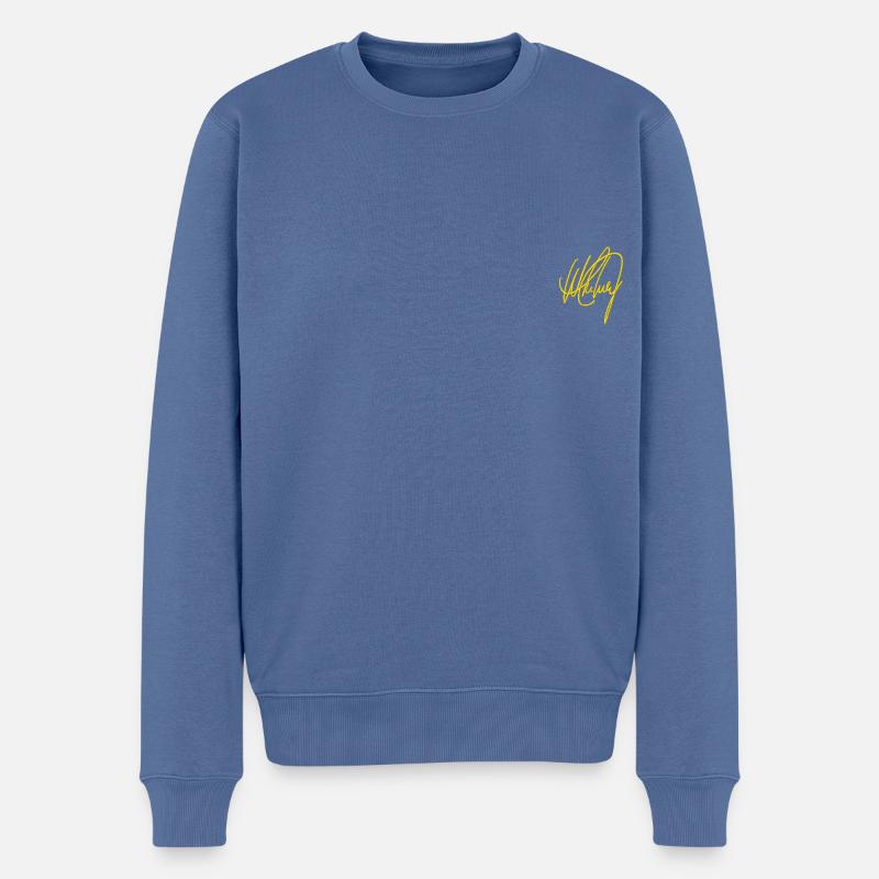 Whitney Houston Unterschrift-Logo Als Stick-Design - Männer Premium Bio Pullover - Taubenblau