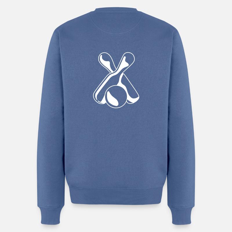 gekreuzte Kegel - Männer Premium Bio Pullover - Taubenblau