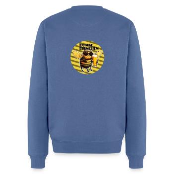 Bumse Bienchen - Biene mit Sonnenbrille und Bier - Männer Premium Bio Pullover - Taubenblau - Hinten - Nico (187cm)