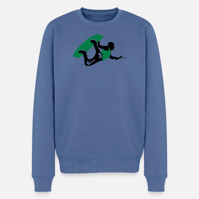 Wakeboarding - Männer Premium Bio Pullover - Taubenblau