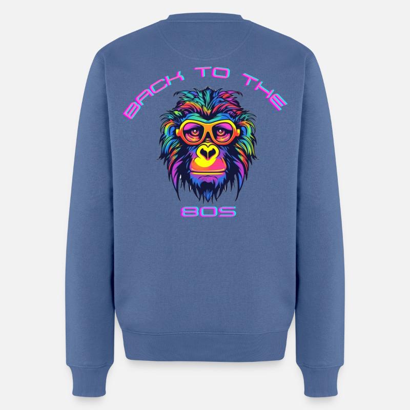 Psychedelischer Gorilla mit Sonnenbrille - Männer Premium Bio Pullover - Taubenblau