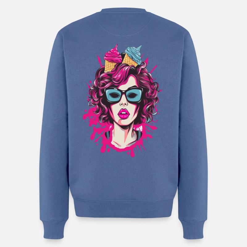 Lebendige Pop-Art Comics Schwester - Männer Premium Bio Pullover - Taubenblau