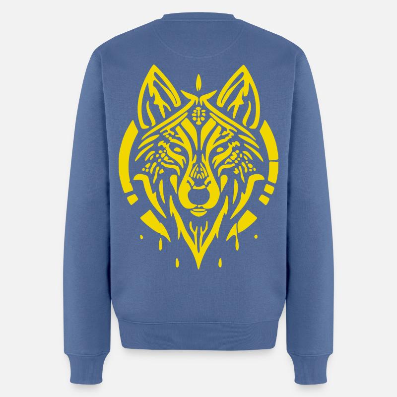 tete de loup - Pull Premium bio Homme - bleu pigeon