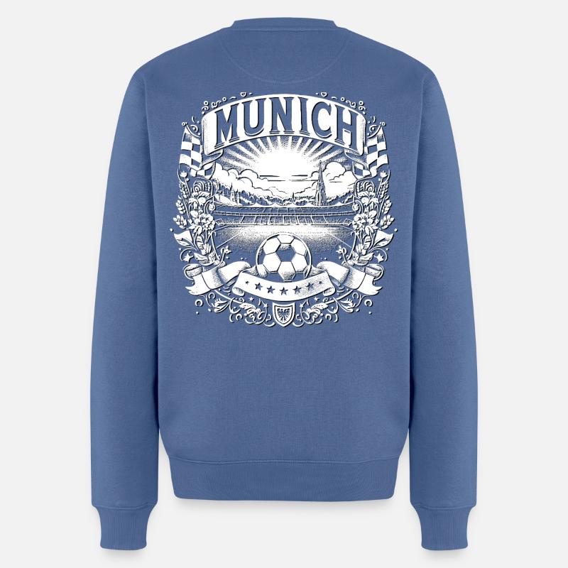 Munich Designs mit Fussball - Männer Premium Bio Pullover - Taubenblau