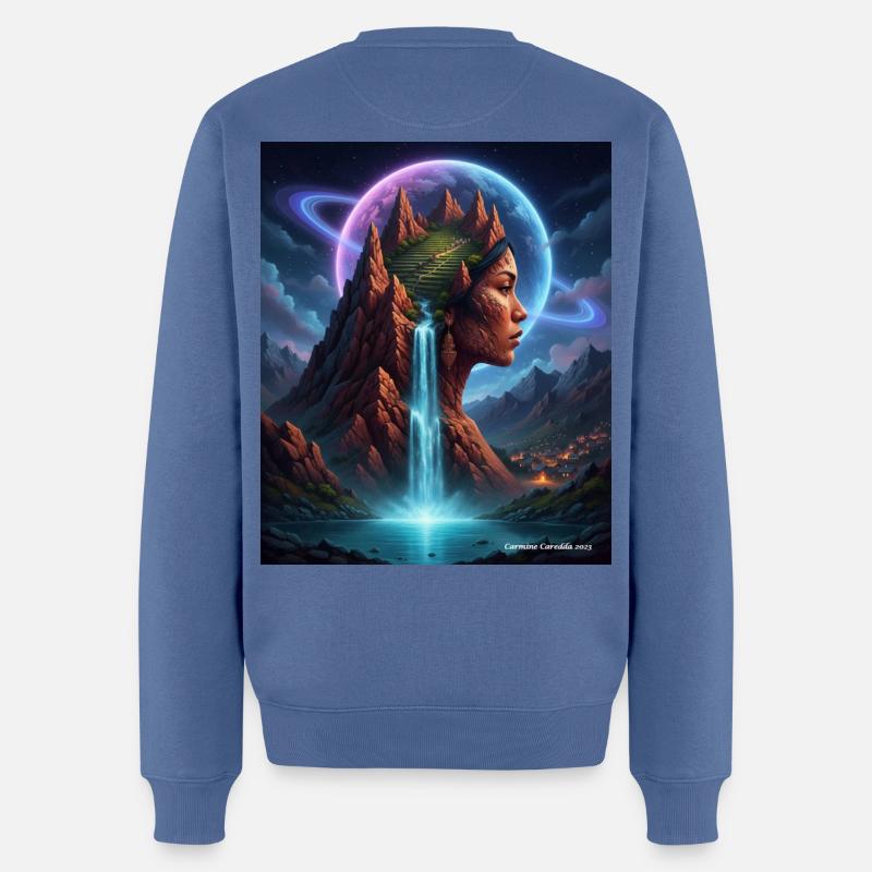 Kosmuse in den Bergen - Männer Premium Bio Pullover - Taubenblau
