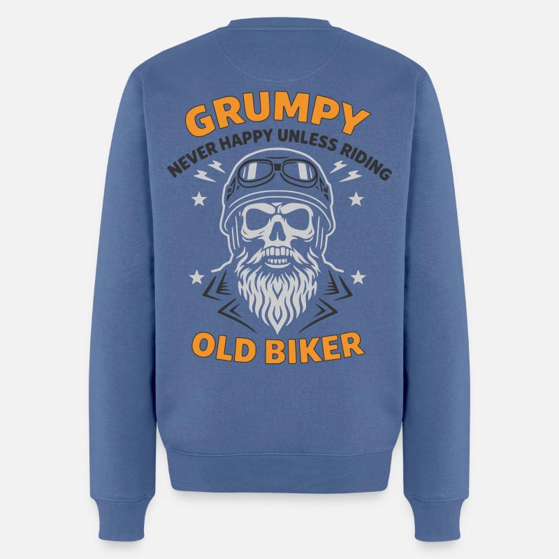 Grumpy Old Biker Skull - Pull Premium bio Homme - bleu pigeon