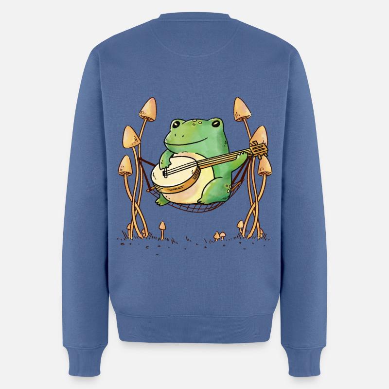 Frösche Hängematte Gitarre Musik - Männer Premium Bio Pullover - Taubenblau