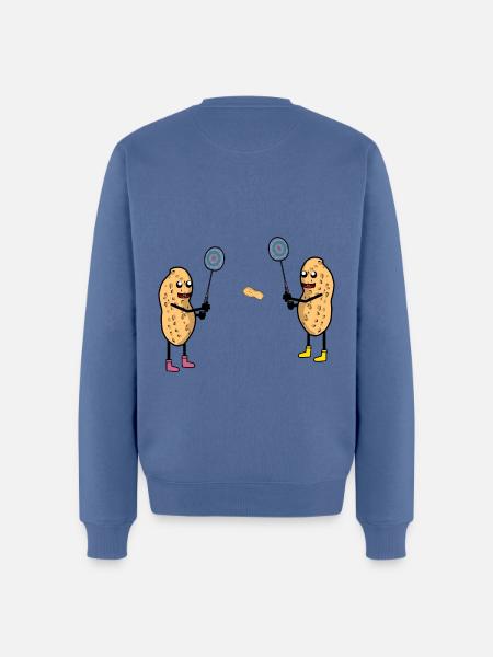 Grappige Pinda Tennis Tennisser Pinda's Sport - Mannen Premium Bio sweater - duifblauw