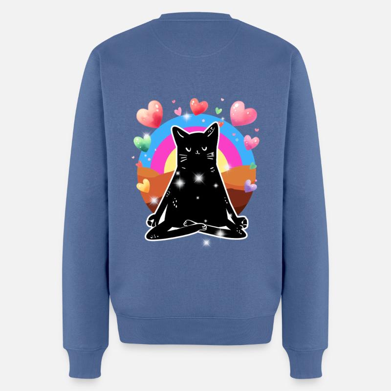 Katze Yoga Meditation - Männer Premium Bio Pullover - Taubenblau