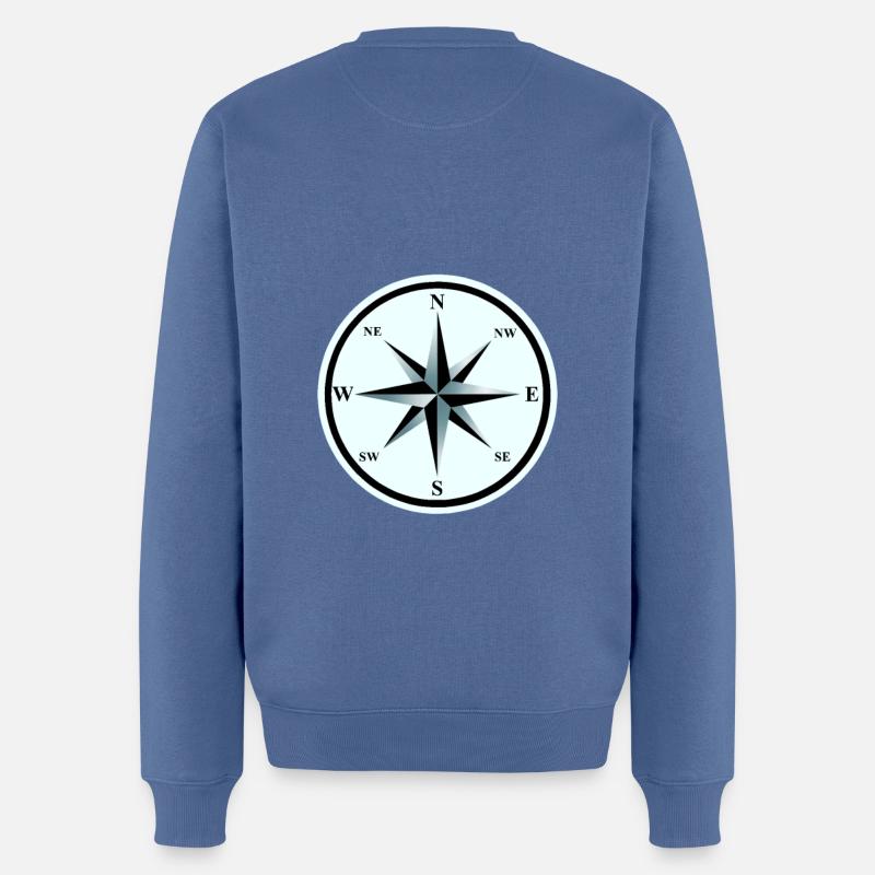 Boussole maritime Windrose - Pull Premium bio Homme - bleu pigeon