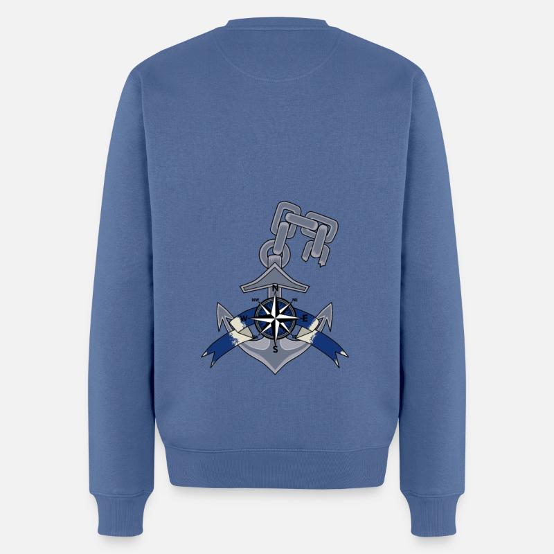 Anker Windrose Kompass - Männer Premium Bio Pullover - Taubenblau