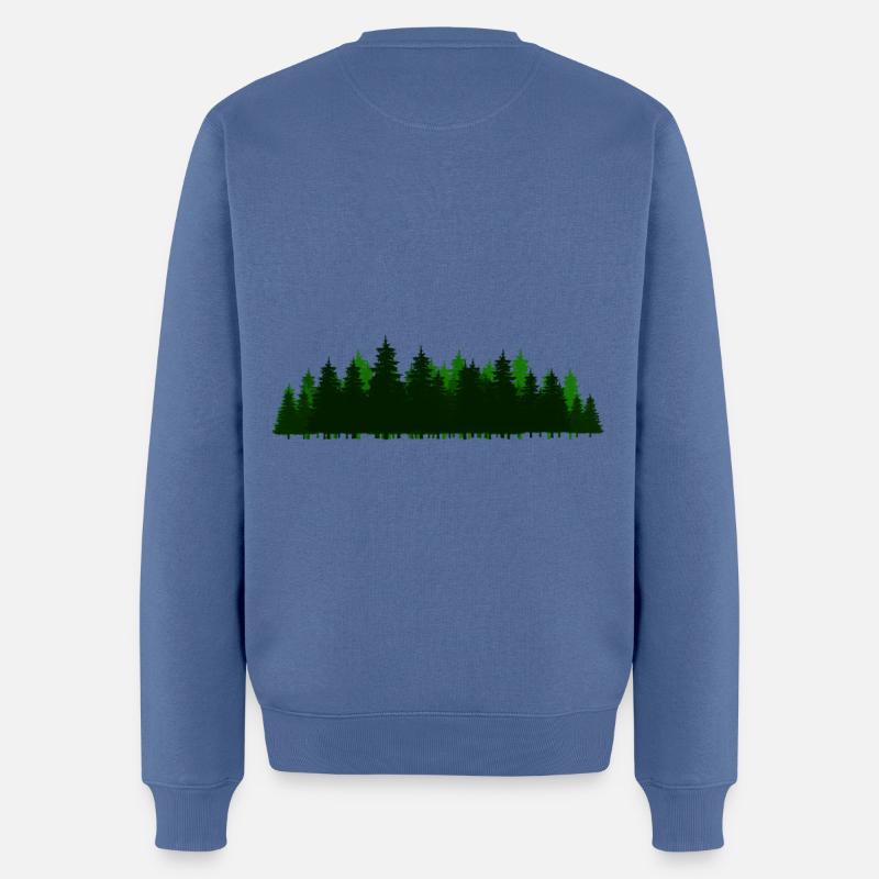 Wald Forst Bäume Baum Tanne Natur Flora - Männer Premium Bio Pullover - Taubenblau