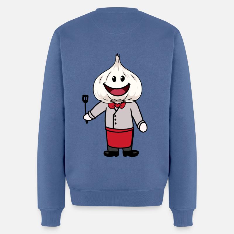 Chefkoch Küchenchef Fantasy Koch Knoblauch - Männer Premium Bio Pullover - Taubenblau