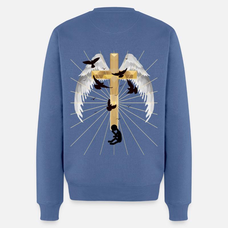 Depression Kreuz Erlösung Auferstehung Jenseits - Männer Premium Bio Pullover - Taubenblau