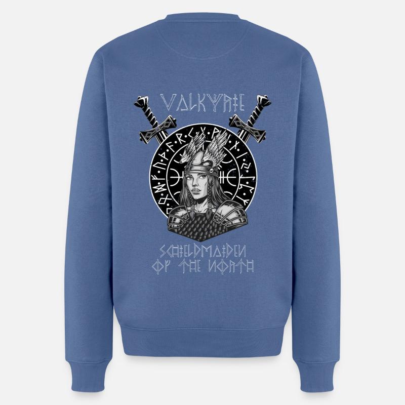 Valkyrie Shieldmaiden of the North - Männer Premium Bio Pullover - Taubenblau