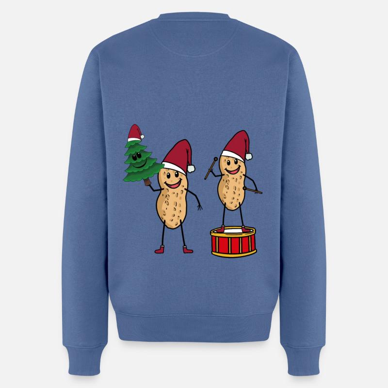 Weihnachtsmann Erdnuss Tannenbaum Xmas Christmas - Männer Premium Bio Pullover - Taubenblau