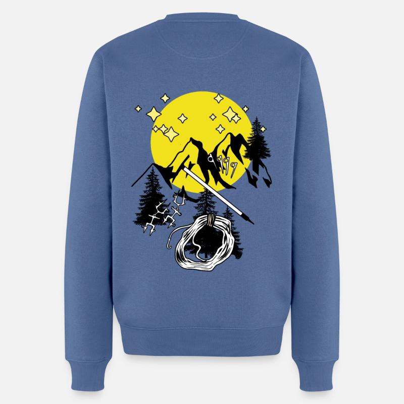 Tirol Alpen Gebirge Vollmond Berge Bergsteiger - Männer Premium Bio Pullover - Taubenblau