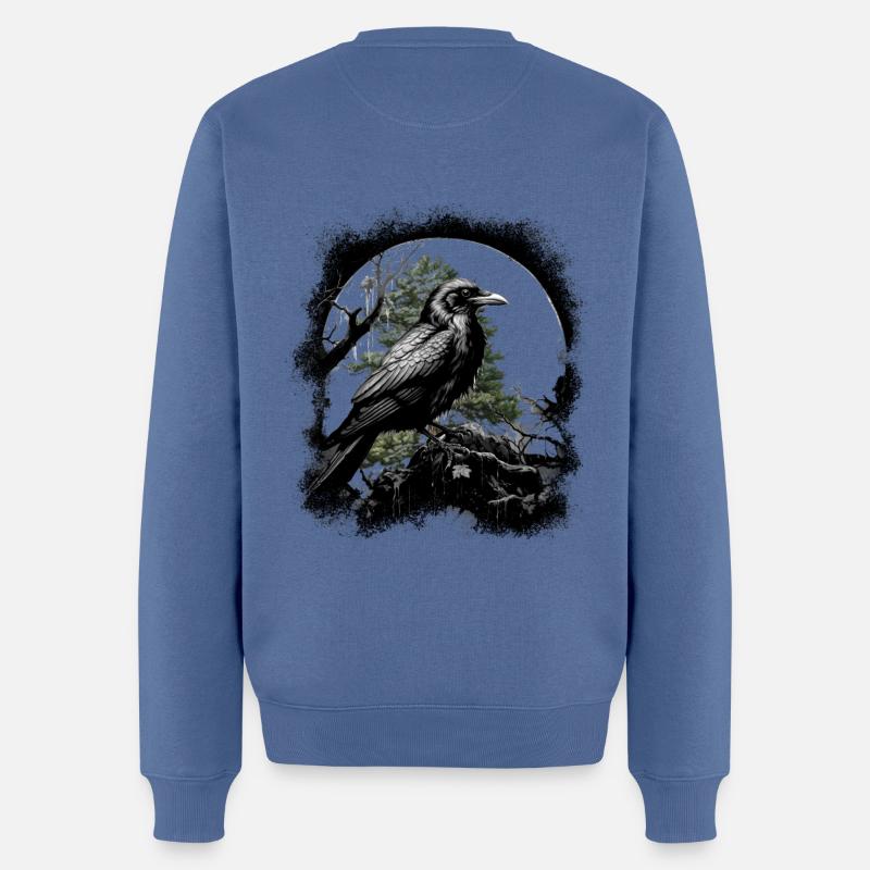 Magisch Rabe Krähe Vogel Dark Horror Vögel - Männer Premium Bio Pullover - Taubenblau