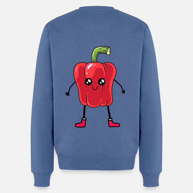 Paprika Schote Gemüse Speise Vegetarisch - Männer Premium Bio Pullover - Taubenblau