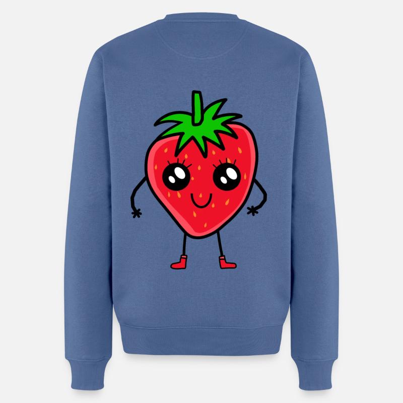 Erdbeere Erdbeeren - Männer Premium Bio Pullover - Taubenblau