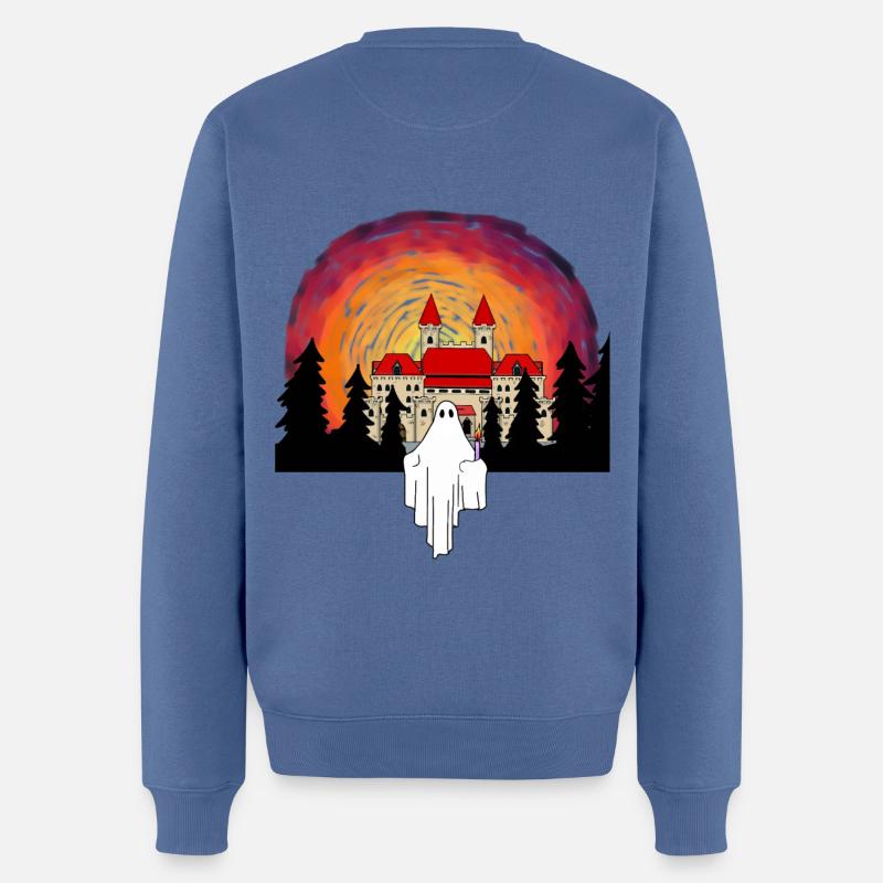 Geister Schloss Mitternacht Geisterstunde Horror - Männer Premium Bio Pullover - Taubenblau