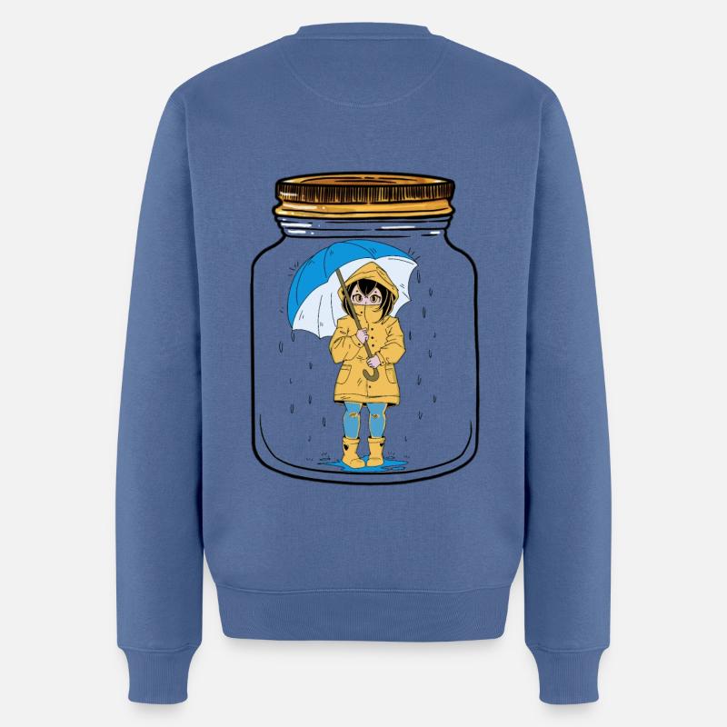 Mädchen Regenschirm Wetter - Männer Premium Bio Pullover - Taubenblau
