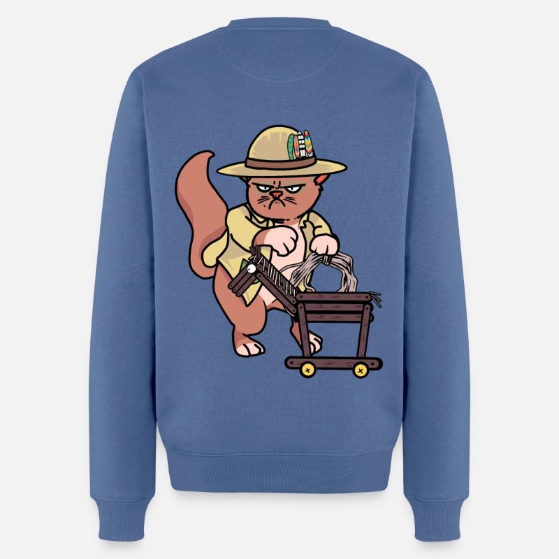 Katze Reiter Reiterin Pferd Pferde Gaul reiten - Männer Premium Bio Pullover - Taubenblau