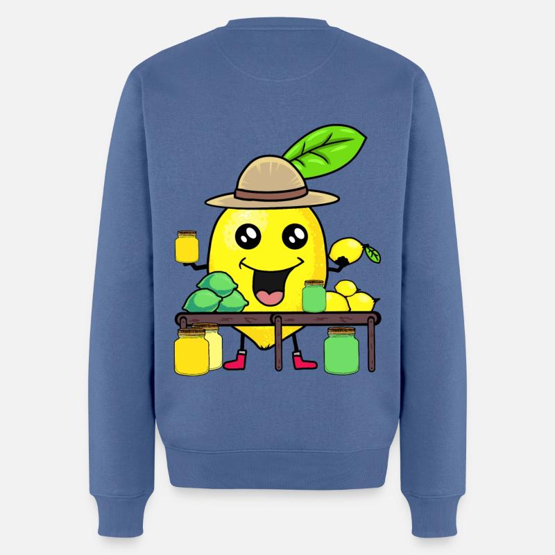 Zitrone Lemonen Saftladen Zitrone Sommer Obst - Männer Premium Bio Pullover - Taubenblau
