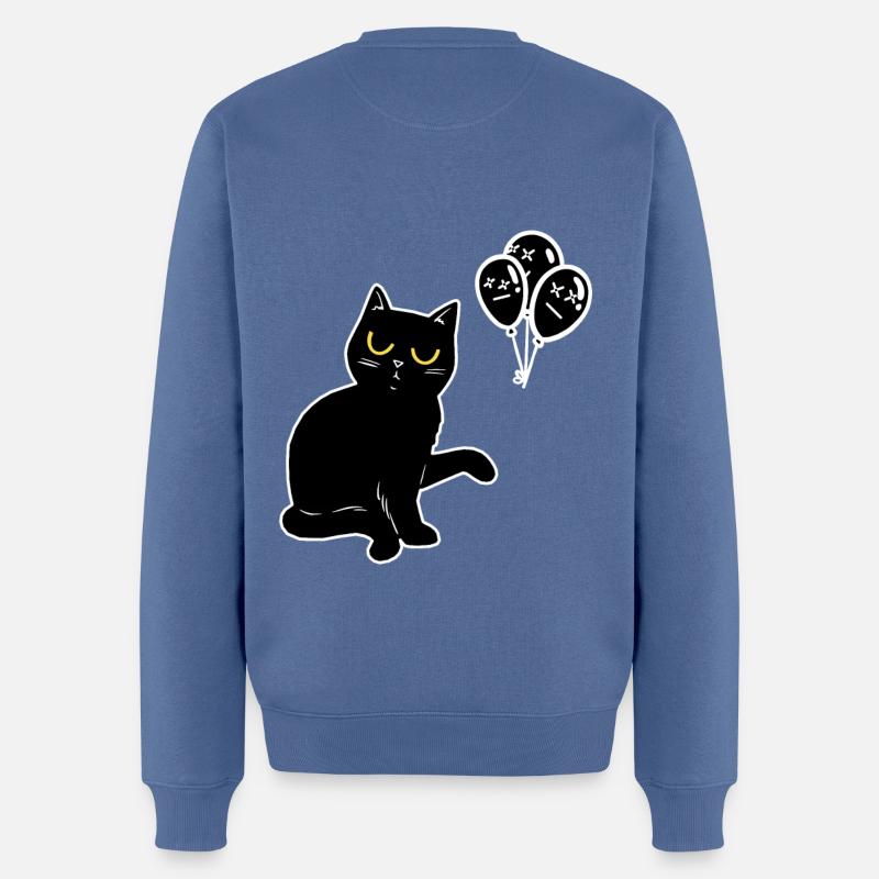 Schwarzer Kater Katze Halloween Luftballons - Männer Premium Bio Pullover - Taubenblau