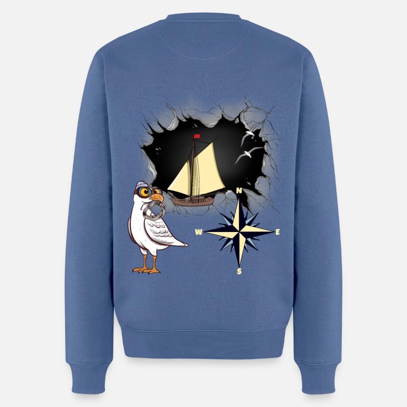 maritim Möwe Möwen Kompass Schiff Schiffe - Männer Premium Bio Pullover - Taubenblau