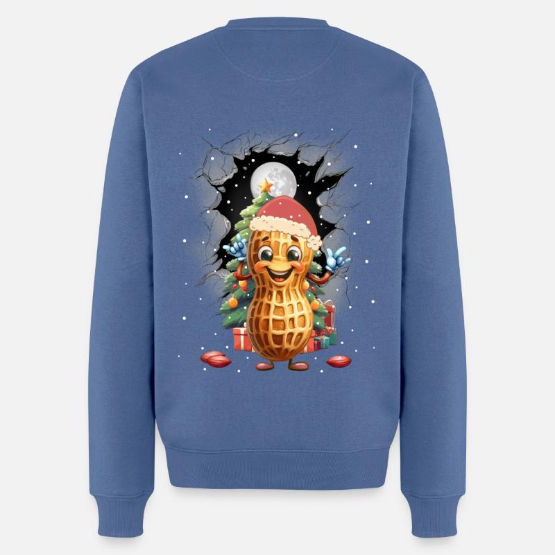 Cacahuètes Cacahuètes Père Noël Noël - Pull Premium bio Homme - bleu pigeon