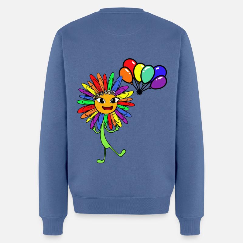 LGBT Sonnenblume Gay Pride Luftballons Regenbogen - Männer Premium Bio Pullover - Taubenblau