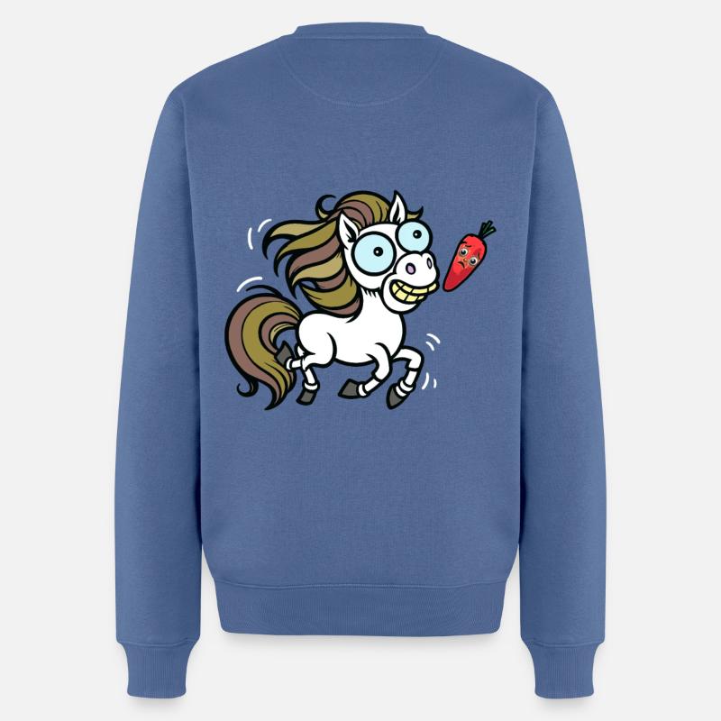 Pferd Pferde Pony - Männer Premium Bio Pullover - Taubenblau