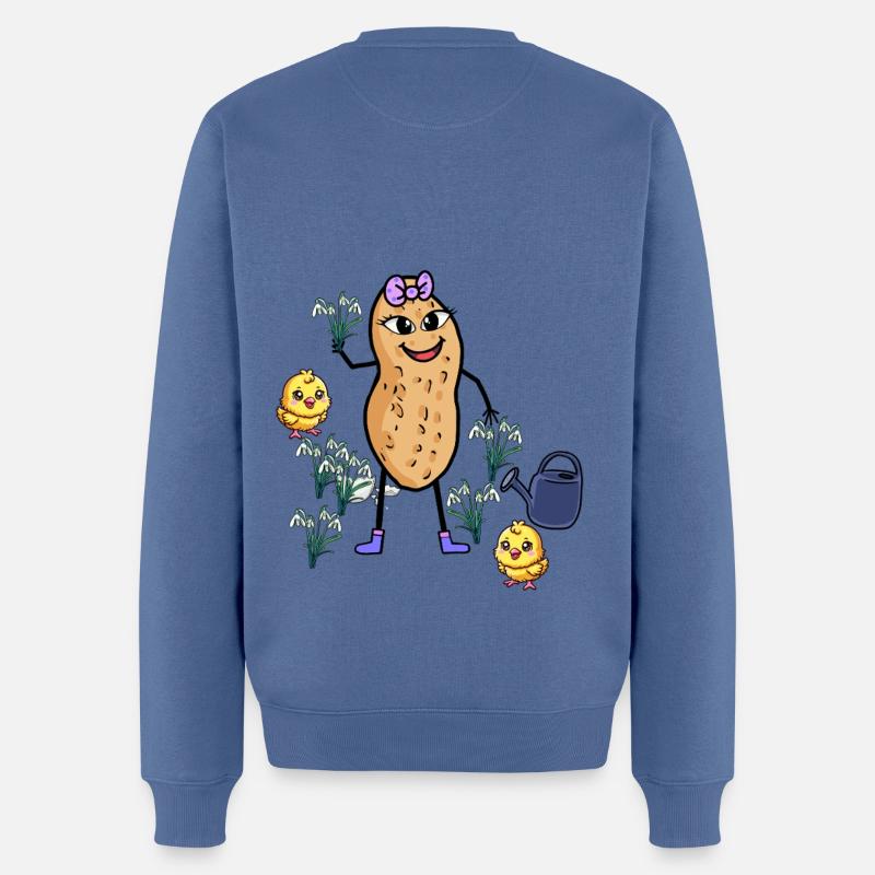 Cacahuète Printemps Pâques Poussin Perce-neige - Pull Premium bio Homme - bleu pigeon