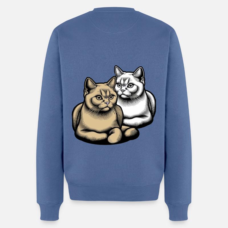 Katze Katzen Tierfreund - Männer Premium Bio Pullover - Taubenblau