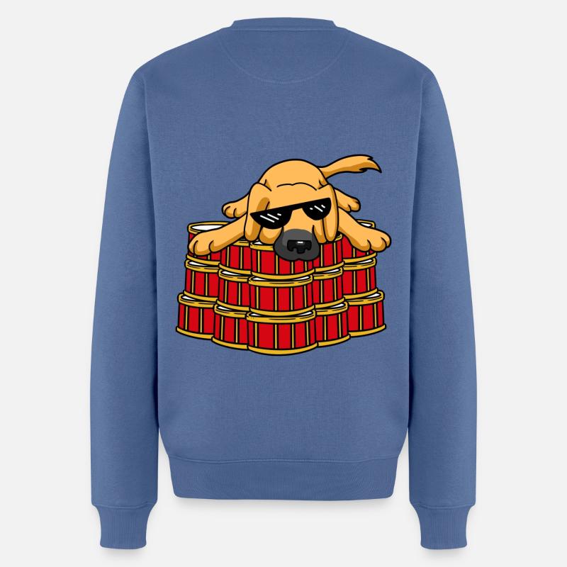 Hund Meme Trommler - Männer Premium Bio Pullover - Taubenblau