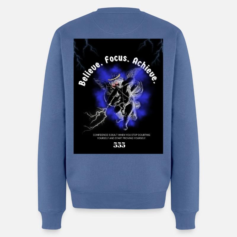 Back_andWhite_IllustrationT-HemdGlaubInSich Selbst - Männer Premium Bio Pullover - Taubenblau